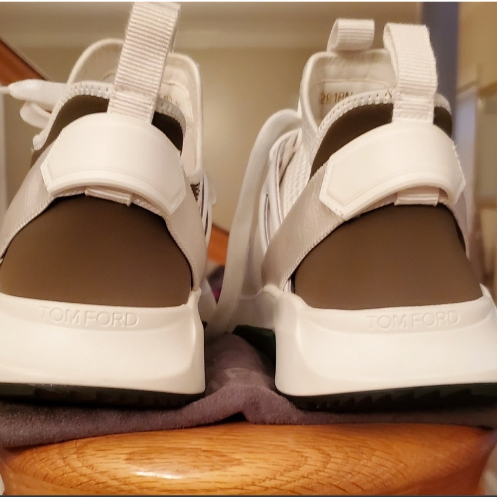 Tom Ford White & Khaki Jago Sneakers - Size 39.5EU (box included) - Picture 7 of 13